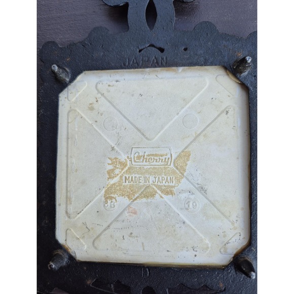 Vintage Cherry Japan Cast Iron Wall Plaques Set Retro 1970s Floral Tile Wall - Picture 5 of 7